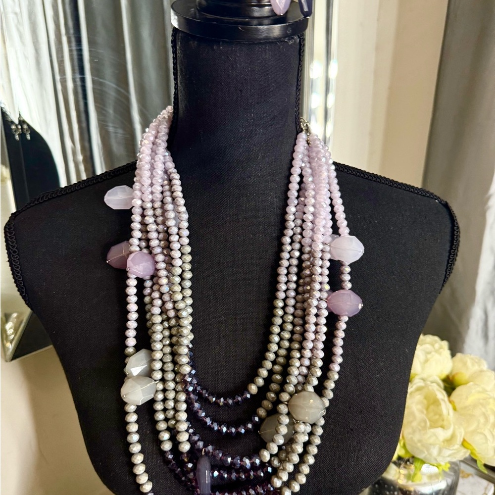 Elegant Multi-Strand Purple Beaded Necklace
